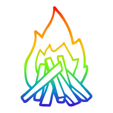recommend clip art: rainbow gradient line drawing cartoon camp fire