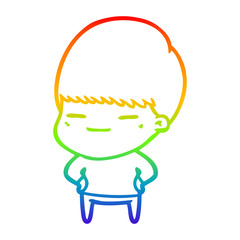 rainbow gradient line drawing cartoon smug boy