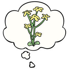 cartoon flower and thought bubble