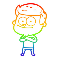 rainbow gradient line drawing cartoon happy man