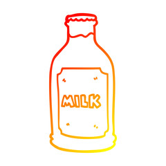 warm gradient line drawing cartoon milk bottle