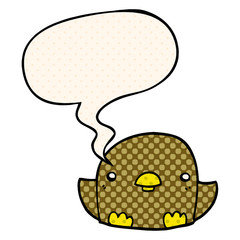 cartoon chick and speech bubble in comic book style