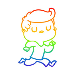 rainbow gradient line drawing cartoon aloof man running