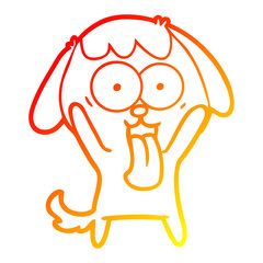 warm gradient line drawing cute cartoon dog