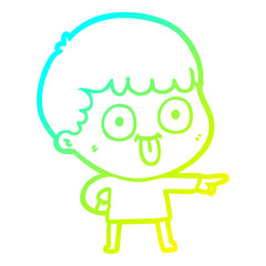 cold gradient line drawing cartoon man staring