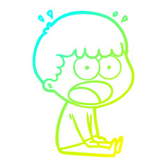 cold gradient line drawing cartoon shocked man