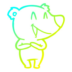 cold gradient line drawing laughing bear cartoon