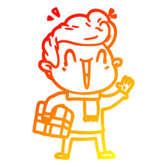 warm gradient line drawing cartoon excited man