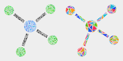 Links collage icon of triangle elements which have various sizes and shapes and colors. Geometric abstract vector design concept of links.