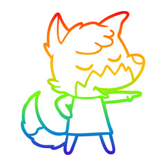 rainbow gradient line drawing friendly cartoon fox girl