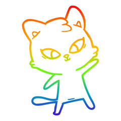 rainbow gradient line drawing cute cartoon cat