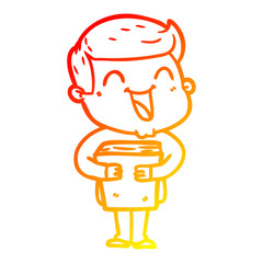 warm gradient line drawing cartoon man laughing