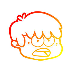 warm gradient line drawing cartoon male face