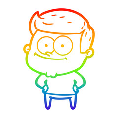 rainbow gradient line drawing cartoon happy man