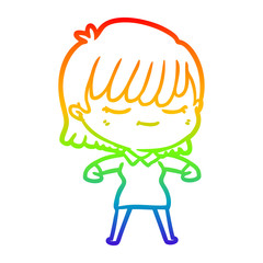 rainbow gradient line drawing cartoon woman