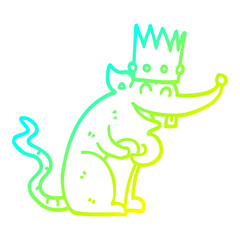 cold gradient line drawing cartoon rat king laughing