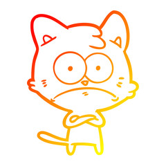 Obraz premium warm gradient line drawing cartoon nervous cat