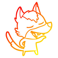 warm gradient line drawing cartoon wolf laughing