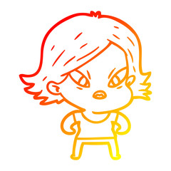 warm gradient line drawing cartoon stressed woman