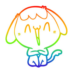 rainbow gradient line drawing cute cartoon dog