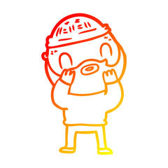 warm gradient line drawing cartoon bearded man