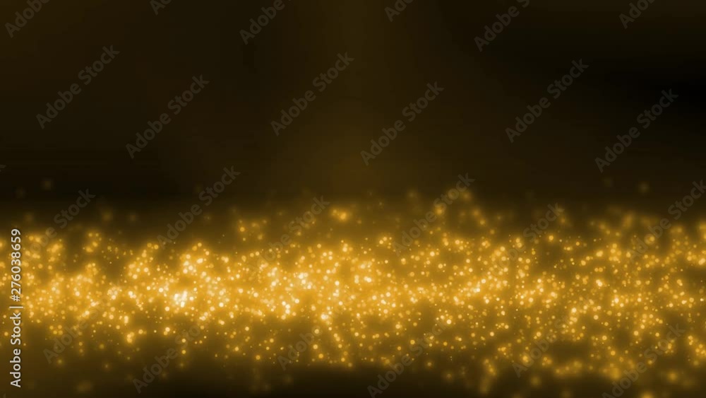 Poster seamless loop abstract gold wave. golden glitter sparkling shining particles moving in wavy curve li