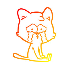 warm gradient line drawing cartoon cat