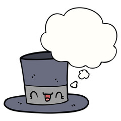 cartoon top hat and thought bubble
