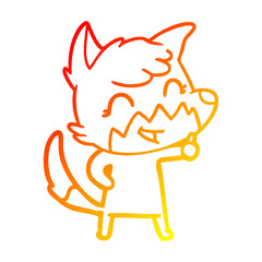 warm gradient line drawing happy cartoon fox