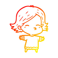 warm gradient line drawing cartoon woman