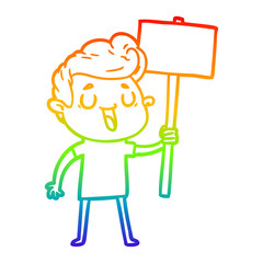 rainbow gradient line drawing happy cartoon man