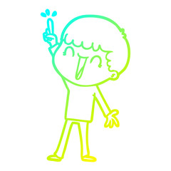 cold gradient line drawing cartoon man with great idea