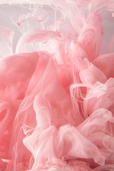 Acrylic colors and ink in water. Abstract background, Cloud of silky ink in water on white isolated background, Ink drop in water, pink ink splash