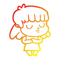 warm gradient line drawing cartoon indifferent woman