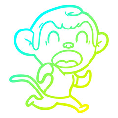 cold gradient line drawing shouting cartoon monkey running