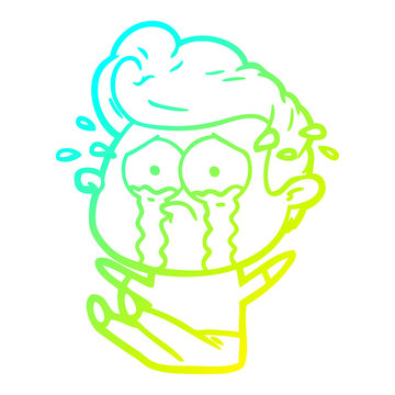 recommend clip art: cold gradient line drawing cartoon crying man sat on floor