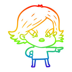 rainbow gradient line drawing cartoon stressed woman