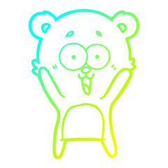 cold gradient line drawing laughing teddy  bear cartoon