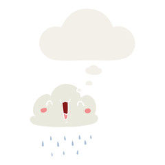 cartoon storm cloud and thought bubble in retro style