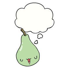 cartoon pear and thought bubble