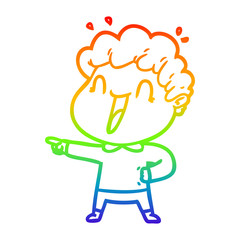 rainbow gradient line drawing cartoon happy man