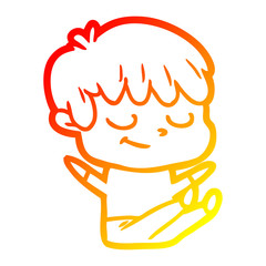warm gradient line drawing cartoon happy boy