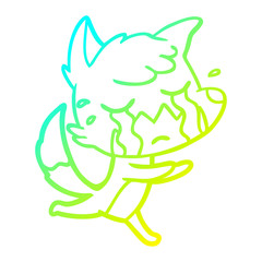 cold gradient line drawing crying fox cartoon