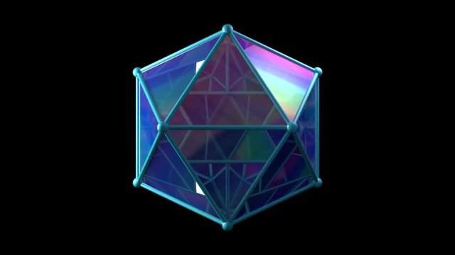 Sacred Geometry 1001: A geometric platonic icosahedron object rotates (Loop with Matte).