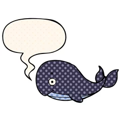 Foto op Plexiglas cartoon walvis en tekstballon in stripboekstijl © lineartestpilot