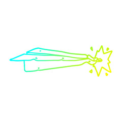Fototapeta na wymiar cold gradient line drawing cartoon paper airplane