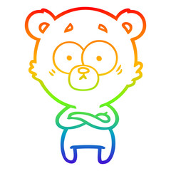 rainbow gradient line drawing surprised bear cartoon