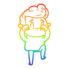 rainbow gradient line drawing happy cartoon man