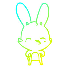 cold gradient line drawing curious bunny cartoon
