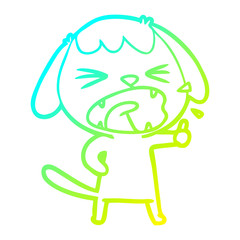 cold gradient line drawing cute cartoon dog barking